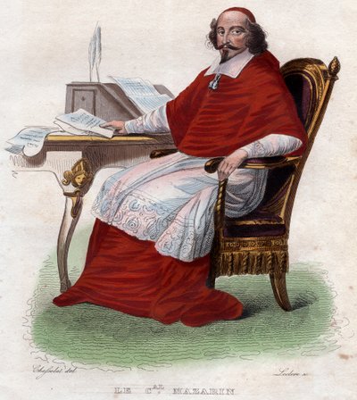 जूल्स माज़रीन (1602-1661), फ्रेंच इतालवी कार्डिनल, राजनयिक, और राजनीतिज्ञ के चित्र। द्वारा फ्रेंच स्कूल