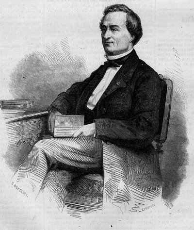 लुई बर्नार्ड बोनजेन (1804-1871), फ्रांसीसी मजिस्ट्रेट और सीनेटर का पोर्ट्रेट। 14 मार्च 1863 के "" ले मोंडे इलस्ट्र्रे "" एन ° 309 में उत्कीर्णन। द्वारा फ्रेंच स्कूल