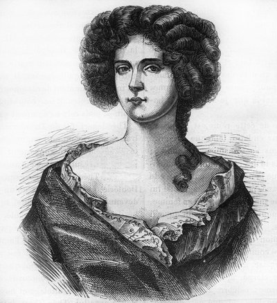 लुईस डी केरौल (1649-1734), डचेस ऑफ पोर्ट्समाउथ और चार्ल्स II की मालकिन (1630-1685) का पोर्ट्रेट। डॉ. थ द्वारा "दुनिया के सभी लोगों के बीच प्राचीन काल से लेकर आज तक वेश्यावृत्ति और दुर्व्यवहार का इतिहास" में उत्कीर्णन। -एफ. देब्रे। 1 द्वारा फ्रेंच स्कूल
