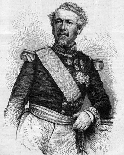 मारेचल एडोल्फ नील (1802-1869) का पोर्ट्रेट, फ्रांसीसी सैनिक और राजनीतिज्ञ। 21 अगस्त 1869 के "" ले मोंडे इलस्ट्र्रे "" एन ° 645 में उत्कीर्णन। द्वारा फ्रेंच स्कूल