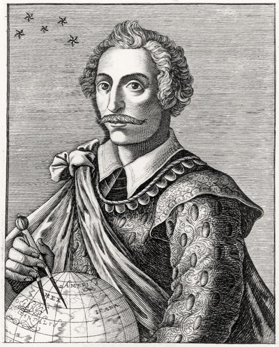 थॉमस आर्मेंडिश का पोर्ट्रेट (1560-92) एल आर्मेसिन द्वारा उकेरा गया द्वारा फ्रेंच स्कूल