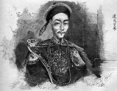 Toa Kwang (Toa-Kwang या Daoguang) (1782-1850), किंग राजवंश के चीन के सम्राट का पोर्ट्रेट। 19 नवंबर 1859 के "" ले मोंडे इलस्ट्र्रे"" एन ° 136 में उत्कीर्णन। द्वारा फ्रेंच स्कूल
