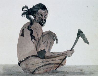 उलान द्वीप के मूल निवासी, कैरोलिन द्वीपसमूह का पोर्ट्रेट, जूल्स-लुई लेज्यून द्वारा जल रंग, दुनिया भर की यात्रा पर आधारित द्वारा फ्रेंच स्कूल