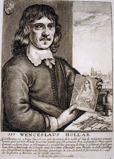 Wenceslaus Hollar का पोर्ट्रेट (1607-77) (उत्कीर्णन) द्वारा फ्रेंच स्कूल