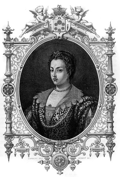 विनीशियन बियांका कैप्पेलो का पोर्ट्रेट (1548 - 1587), फ्रेंकोइस डी मेडिसिस (फ्रांसेस्को डी मेडिसी) की पत्नी। हमारे पहले लेखकों द्वारा "" द क्वीन्स ऑफ़ द वर्ल्ड "" में 1862 की उत्कीर्णन। जेजीडी आर्मेंगौद के निर्देशन में प्रकाशित पुस्तक। द्वारा फ्रेंच स्कूल