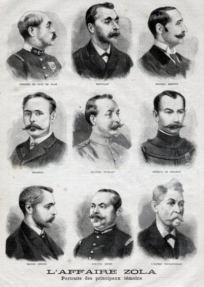 "ले पेटिट जर्नल" में ड्रेफस ज़ोला मामले में मुख्य गवाहों के चित्र, 27 फरवरी द्वारा फ्रेंच स्कूल