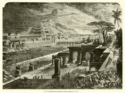 साइरस की सेना द्वारा बाबुल पर कब्जा (उत्कीर्णन) द्वारा फ्रेंच स्कूल