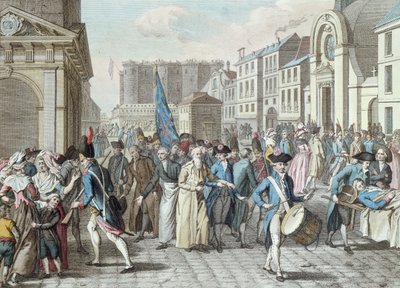 14 जुलाई 1789 को बैस्टिल से रिहा होने के बाद रूई सेंट एंटोनी में कैदी द्वारा फ्रेंच स्कूल