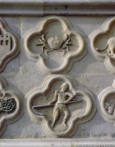 कैंसर और जून का चित्रण करते हुए क्वाट्रोफिल्स, c.1220 द्वारा फ्रेंच स्कूल