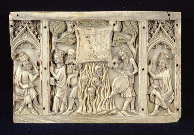 अलेक्जेंड्रिया के सेंट कैथरीन के जीवन से दृश्यों को दर्शाती राहत, c.1370-80 द्वारा फ्रेंच स्कूल