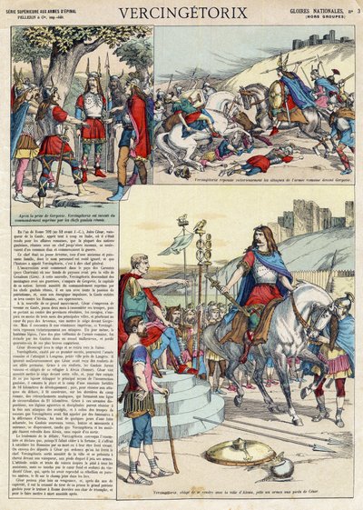 Vercingetorix (ca. 80-ca. 46 BC) योद्धा और अर्वेर्न्स जनजाति के गैलिक नेता का प्रतिनिधित्व, जिसे उनके लोगों ने रोमनों के खिलाफ युद्ध का नेतृत्व करने के लिए चुना था" अपने लोगों द्वारा पट्टे के लिए चुना गया द्वारा फ्रेंच स्कूल