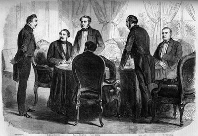 रिसोर्गिमेंटो - ज्यूरिख की संधि - 10 नवंबर 1859: फ्रांस, ऑस्ट्रिया और सार्डिनिया के पूर्णाधिकारियों द्वारा ज्यूरिख की संधि पर हस्ताक्षर। ऑस्ट्रिया को लोम्बार्डी को इटली छोड़ देना चाहिए। 19 नवंबर 1859 के "" ले मोंडे इलस्ट्रे"" एन ° 136 म द्वारा फ्रेंच स्कूल