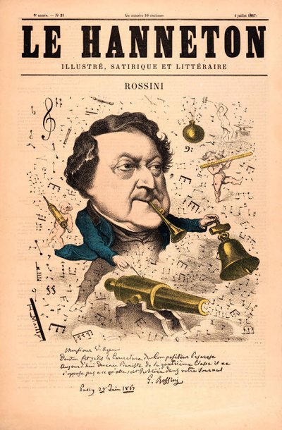 Le Hanneton, pub.4 जुलाई 1857 से रॉसिनी (कलर लिथो) द्वारा फ्रेंच स्कूल