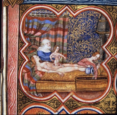 रॉयल 16 जी VII fol.219 जूलियस सीज़र का जन्म (101-44 ईसा पूर्व) (वेल्लम) द्वारा फ्रेंच स्कूल