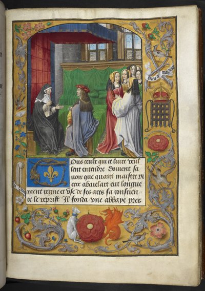 रॉयल एमएस 16 एफ II f.137r #39;चार्ल्स डी#39;ऑरलियन्स, कविता; स्यूडो-हेलोइस, #39;द एपिस्ट्रेस ऑफ़ लेबेसे हेलोयस डु पैराक्लिट, लैक्वेल अब्बे मास्टर अबाइलार्ट ने ऐन्कोइस क्विल मौरस्ट की स्थापना की#39; से चित्रण द्वारा फ्रेंच स्कूल