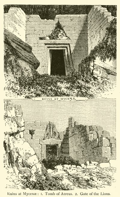 Mycenae में खंडहर (उत्कीर्णन) द्वारा फ्रेंच स्कूल