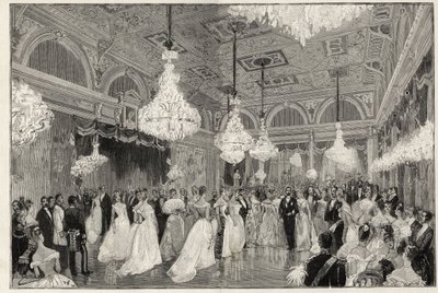 साडी कार्नोट (1837-1894) 1887 से 1894 तक फ्रांसीसी राष्ट्रपति और एलिसी महल में उनकी पत्नी - साडी कार्नोट, फ्रांसीसी गणराज्य के राष्ट्रपति और उनकी पत्नी - राष्ट्रपति की दावतें - पालिस डी ल'एलीसी में नया बॉलरूम - उत्कीर्णन शानदार में द्वारा फ्रेंच स्कूल
