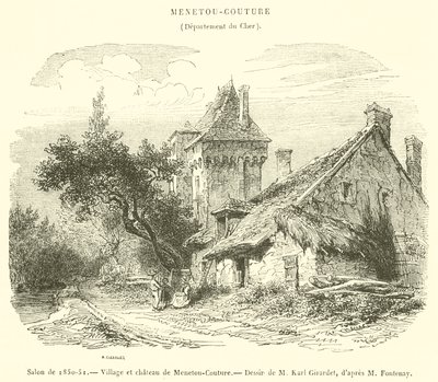 1850-51 का सैलून, मेनेतो-कॉउचर का गांव और महल (उत्कीर्णन) द्वारा फ्रेंच स्कूल