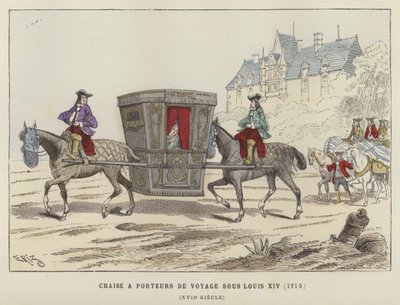 सेडान की कुर्सी, घोड़ों द्वारा ली गई, फ्रांस के लुई XIV के शासनकाल 1715 द्वारा फ्रेंच स्कूल