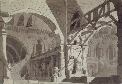 Piranesis जेल चित्र की शैली में सेट करें, c.1800 (कलम, स्याही और धो) द्वारा फ्रेंच स्कूल