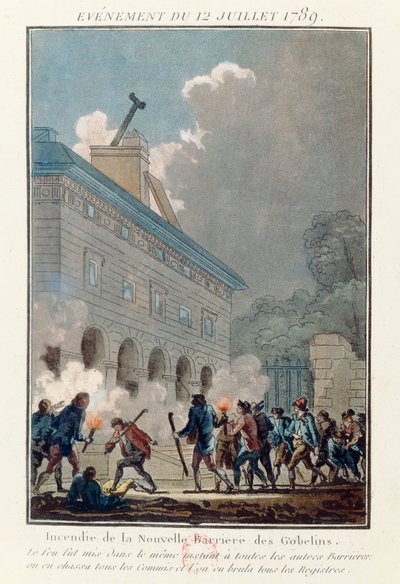 12 जुलाई, 1789 को पेरिस में फ़र्मियर्स जनक की दीवार में आग लगाना द्वारा फ्रेंच स्कूल