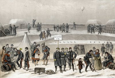 1870-1871 के युद्ध के दौरान 1870 में पेरिस की घेराबंदी। सैनिक तैयार करते हैं शहर की रक्षा: बंकर में एक सैनिक को देखा जा सकता है। द्वारा फ्रेंच स्कूल