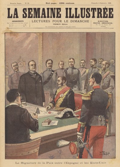 स्पेनिश-अमेरिकी युद्ध, वाशिंगटन डीसी में 12 अगस्त 1898 को शांति की समाप्ति के एक प्रोटोकॉल पर हस्ताक्षर द्वारा फ्रेंच स्कूल