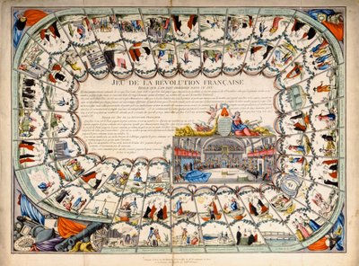 फ्रांसीसी क्रांति, 1791 पर आधारित सांप और सीढ़ी बोर्ड द्वारा फ्रेंच स्कूल