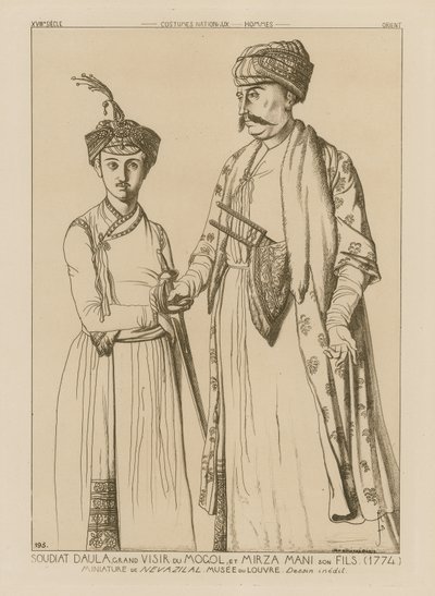 सौदिया दौला, मंगोलों के ग्रैंड विज़ियर और उनके बेटे, मिर्ज़ा मणि (1774) द्वारा फ्रेंच स्कूल