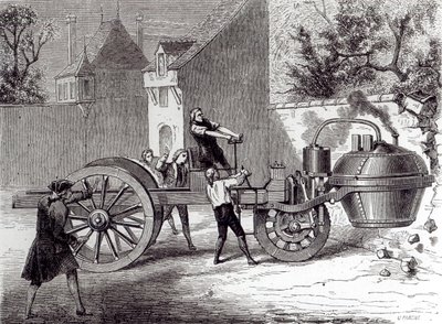 1771, 1886 में निकोलस जोसेफ कुगनोत (1725-1804) द्वारा आविष्कार की गई स्टीम से चलने वाली कार द्वारा फ्रेंच स्कूल