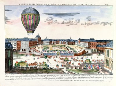 फ्रांकोइस पिलात्रे डे रोज्ज़ियर का बैलून यात्रा (1754-96) 23 दिसंबर, 1784 को चेटो डी वर्सेल्स पर द्वारा फ्रेंच स्कूल