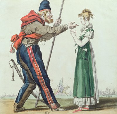 पेरिस में Cossack, c.1815 (कागज पर कलम और स्याही और wc) द्वारा फ्रेंच स्कूल