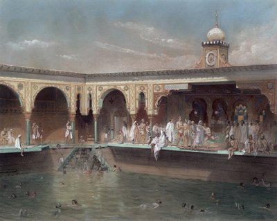 द डेल्हा बाथ्स, पेरिस, 1842 (कागज पर wc) द्वारा फ्रेंच स्कूल