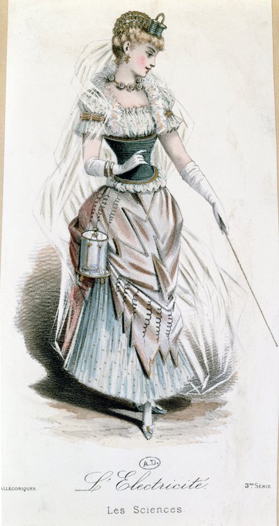 बिजली परी, बैटरी के साथ फैंसी ड्रेस बॉल के लिए पोशाक, c.1885 द्वारा फ्रेंच स्कूल