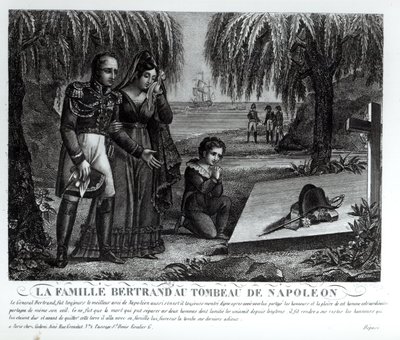 नेपोलियन बोनापार्ट (1769-1821) 1821 (लिथो) (बीओ फोटो) के मकबरे पर जनरल हेनरी-ग्रैटन बर्ट्रेंड (1773-1844) का परिवार द्वारा फ्रेंच स्कूल