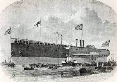 द ग्रेट ईस्टर्न, द इलस्ट्रेशन फ्रॉम द न्यू इलेस्ट्रलस, 1867 द्वारा फ्रेंच स्कूल