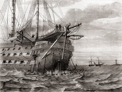 HMS Agamemnon ट्रान्साटलांटिक टेलीग्राफ केबल बिछा रहा है, 2 अगस्त द्वारा फ्रेंच स्कूल