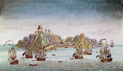सेंट हेलेना का द्वीप, जनरल नेपोलियन बोनापार्ट के निर्वासन का स्थान (1769-1821) द्वारा फ्रेंच स्कूल