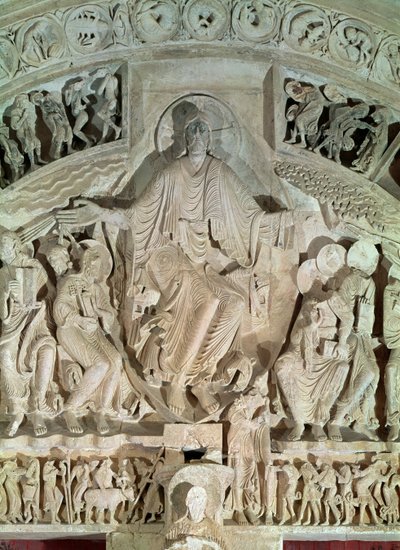 सेंट्रल पोर्टल के tympanum से Pentecost, c.1120 द्वारा फ्रेंच स्कूल