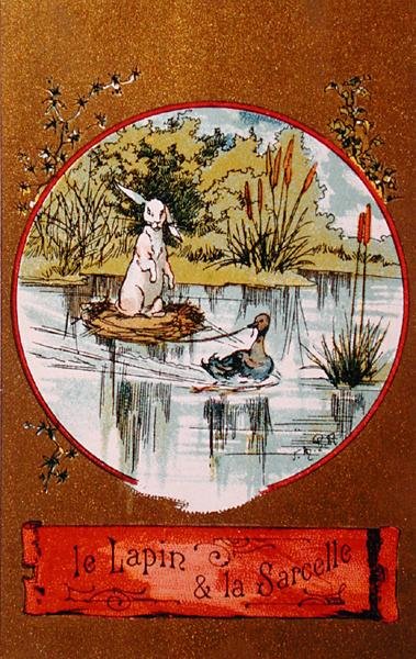 जीन डे ला फोंटेन (1621-95) c.1380 द्वारा कल्पित कहानी को चित्रित करते हुए खरगोश और चैती द्वारा फ्रेंच स्कूल