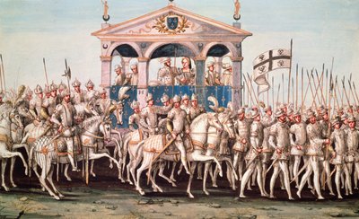 रॉयल एंट्री फेस्टिवल ऑफ हेनरी II (1519-59) रूएन में, 1 अक्टूबर 1550 द्वारा फ्रेंच स्कूल