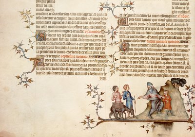 इसहाक के बलिदान, जीन डी सी की बाइबिल से, c.1355 द्वारा फ्रेंच स्कूल