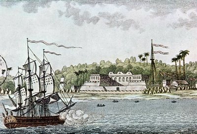 सेंट लुइस का शहर, सेनेगल, आर। जियोफ़रॉय द्वारा 1814 में लाएरकेक से द्वारा फ्रेंच स्कूल