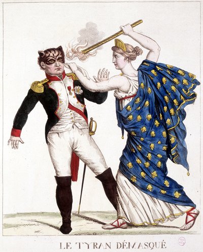 द अनमास्क्ड तानाशाह - "" नेपोलियन 1 में, कैरिकेचर, डमी कलेक्शन", c. 1814. द्वारा फ्रेंच स्कूल