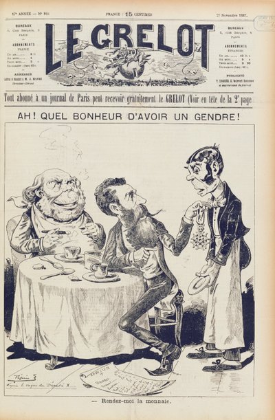 विल्सन अफेयर, 27 नवंबर 1887 को ले ग्रेलॉट का फ्रंट कवर द्वारा फ्रेंच स्कूल