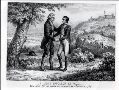 यंग नेपोलियन बोनापार्ट (1769-1821) ने 1789 में Pasquale Paoli (1725-1807) से मुलाकात की, JA Galetti, पेरिस, 1863 द्वारा कोर्सिका की एक पुस्तक द्वारा फ्रेंच स्कूल