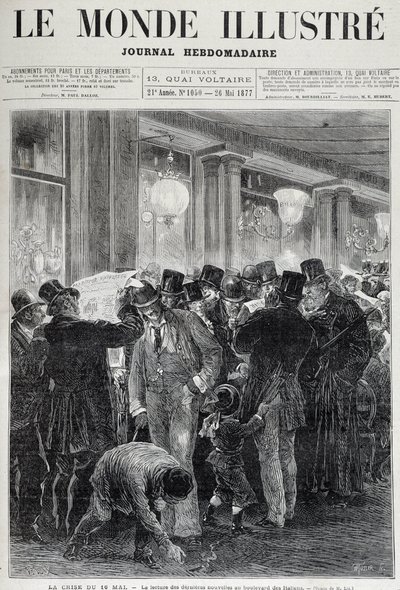 16 मई का संकट: समाचार पत्र पढ़ना - मई 1877 के "ले मोंडे शानदार" में द्वारा फ्रेंच स्कूल