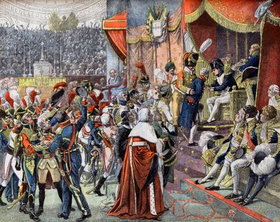 "ले पेटिट जर्नल" में 1804 में क्रॉस ऑफ़ द लीजन डी'होनूर का पहला वितरण द्वारा फ्रेंच स्कूल
