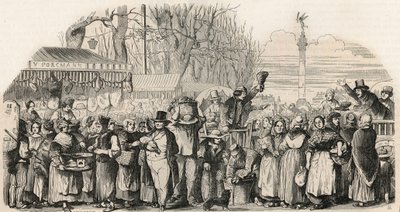 पेरिस में बुलेवार्ड बॉर्डन पर हैम मेला - एडमंड टेक्सियर 1852 द्वारा "झांकी-डी-पेरिस" में उत्कीर्णन द्वारा फ्रेंच स्कूल