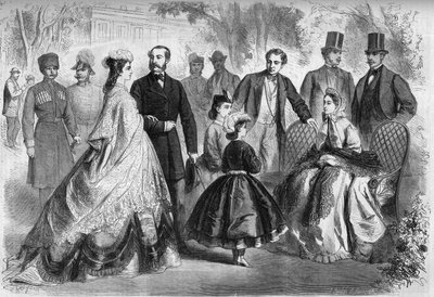 Kissengen, जर्मनी में पानी के मौसम, 1864 प्रस्तुत में करने के लिए सही बाएं से: Wittelsbach की एलिजाबेथ (Sissi) (1837-1898) ऑस्ट्रिया के Impress, अलेक्जेंडर द्वितीय (1818-1881) रूस, लुई द्वितीय के सम्राट (1845-1886 ) बाविएर के राजा, मारिया अलेक्जेंड्रोवना ( द्वारा फ्रेंच स्कूल